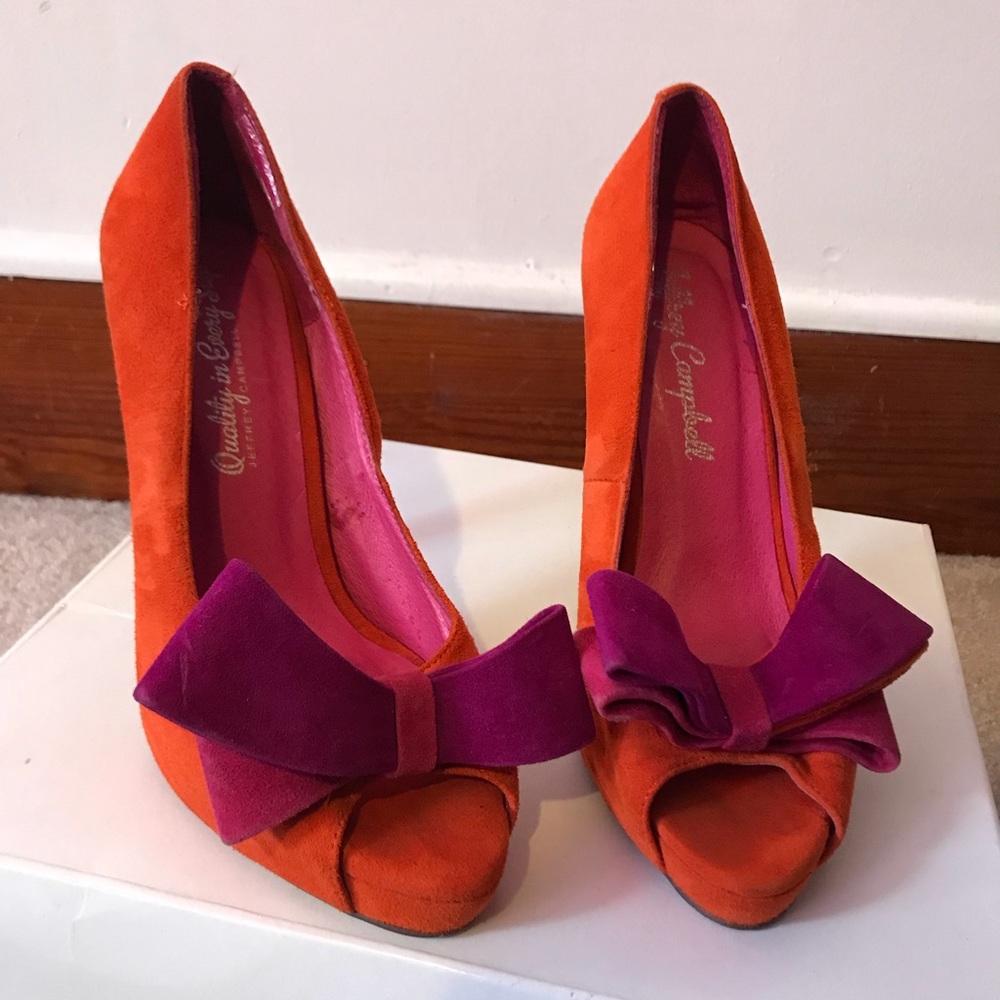Orange and pink Jeffrey Campbell pumps